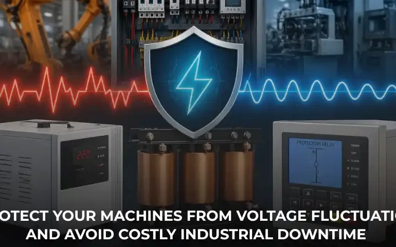 Voltage fluctuation solution for industry using CVT stabilizer and protection relay in factory
