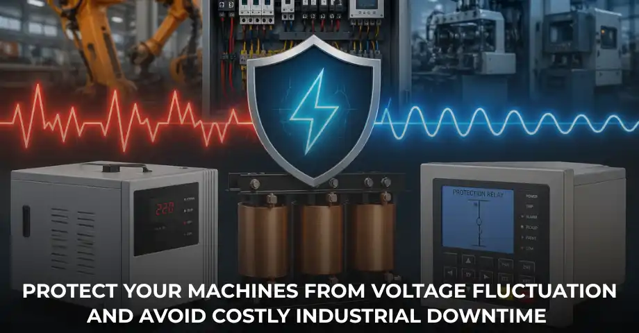 Voltage fluctuation solution for industry using CVT stabilizer and protection relay in factory