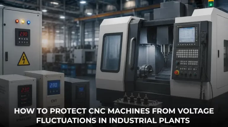CNC machine voltage protection system in industrial manufacturing plant