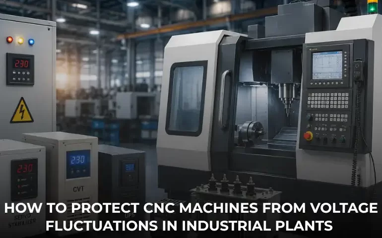 CNC machine voltage protection system in industrial manufacturing plant