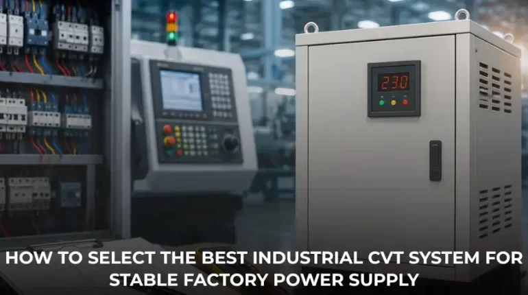 Industrial Constant Voltage Transformer (CVT) system for stable factory power supply and CNC machine protection