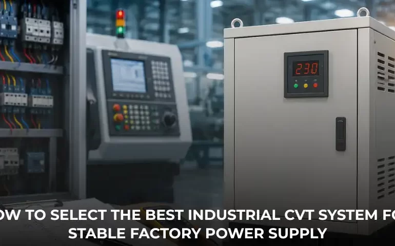 Industrial Constant Voltage Transformer (CVT) system for stable factory power supply and CNC machine protection