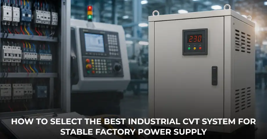 Industrial Constant Voltage Transformer (CVT) system for stable factory power supply and CNC machine protection