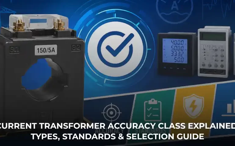 Current transformer accuracy class showing metering and protection CT applications in industrial power systems