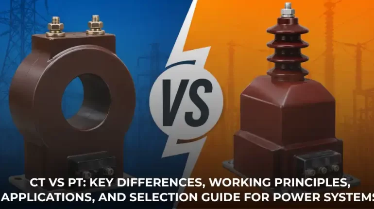 Current Transformer (CT) and Potential Transformer (PT) comparison used in electrical substations and power system protection