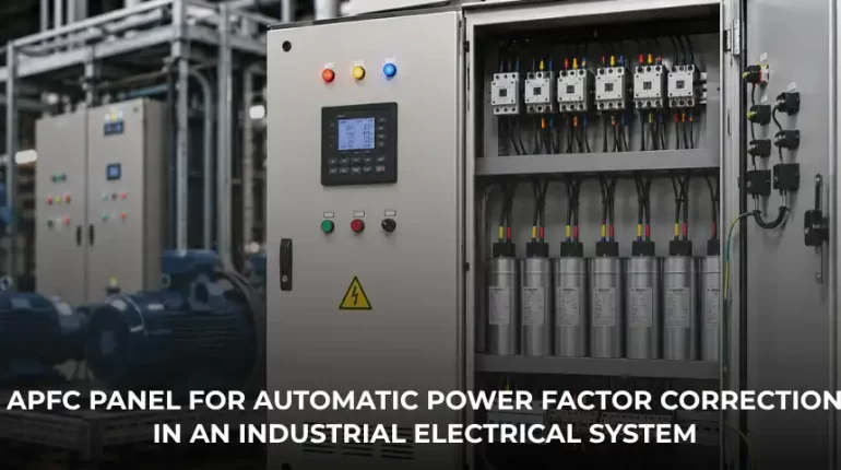 APFC panel for automatic power factor correction in an industrial electrical system