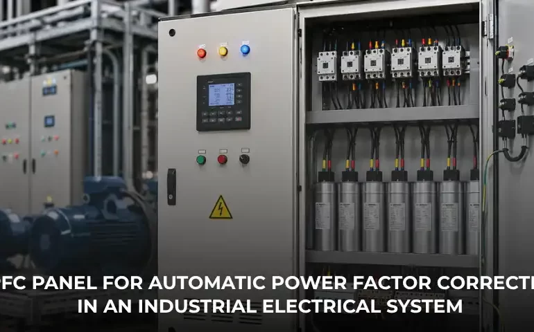 APFC panel for automatic power factor correction in an industrial electrical system