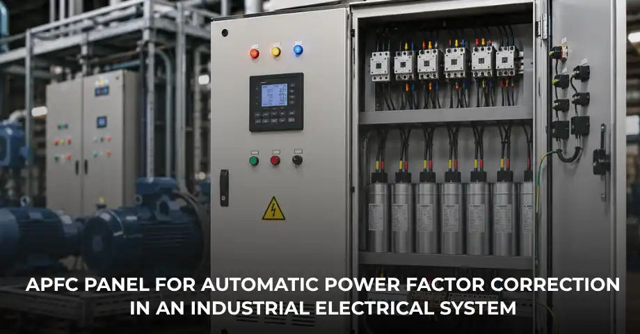 APFC panel for automatic power factor correction in an industrial electrical system