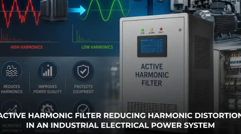 Active Harmonic Filter reducing harmonic distortion in an industrial electrical power system