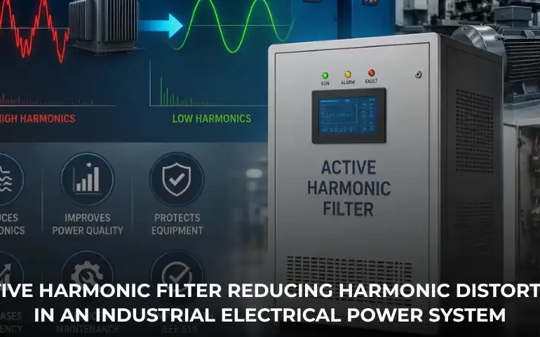 Active Harmonic Filter reducing harmonic distortion in an industrial electrical power system