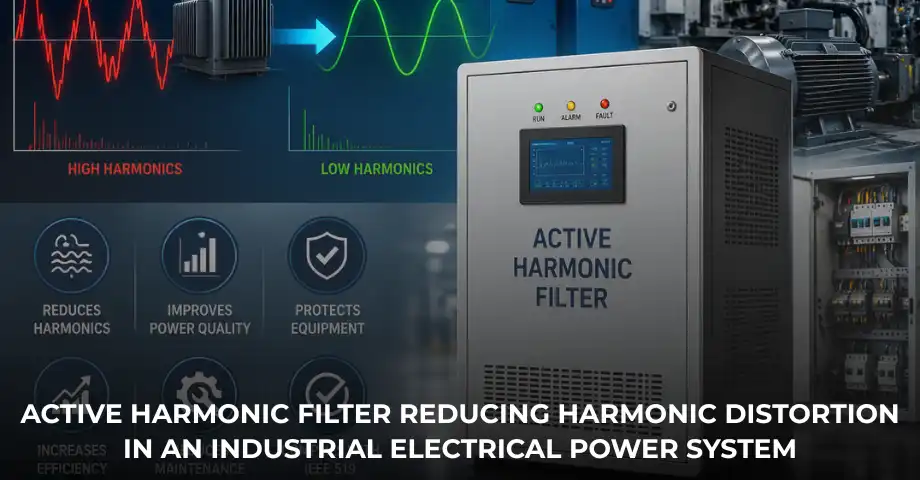 Active Harmonic Filter reducing harmonic distortion in an industrial electrical power system