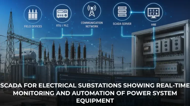 SCADA for Electrical Substations showing real-time monitoring and automation of power system equipment