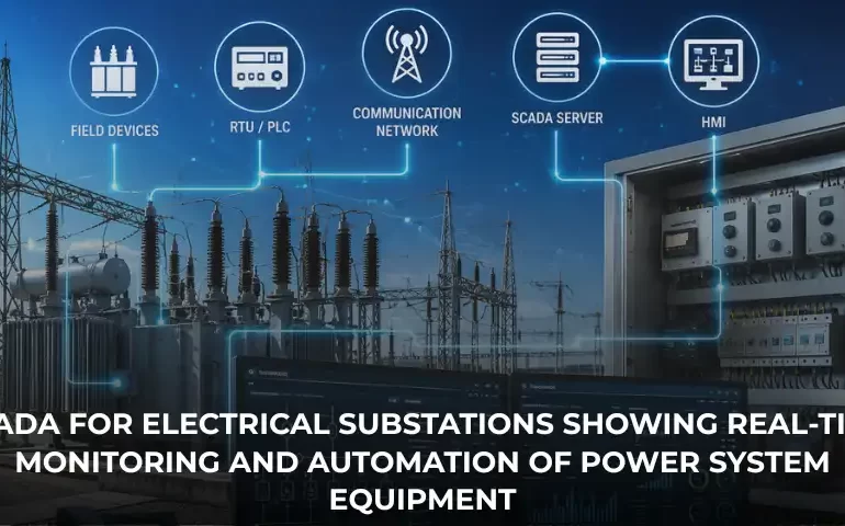 SCADA for Electrical Substations showing real-time monitoring and automation of power system equipment