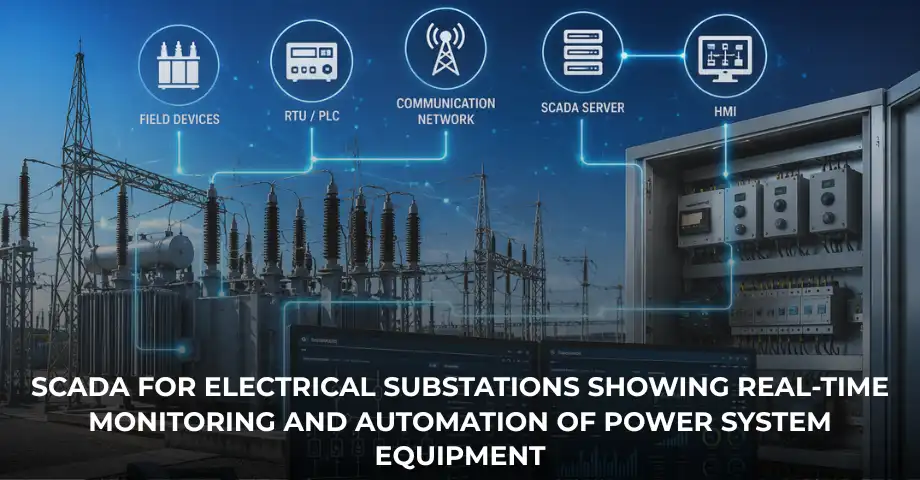 SCADA for Electrical Substations showing real-time monitoring and automation of power system equipment