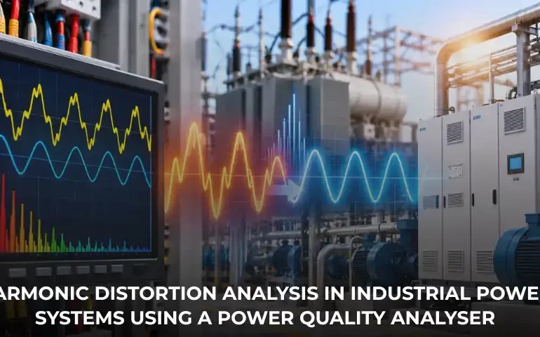 Harmonic distortion analysis in industrial power systems using a power quality analyser