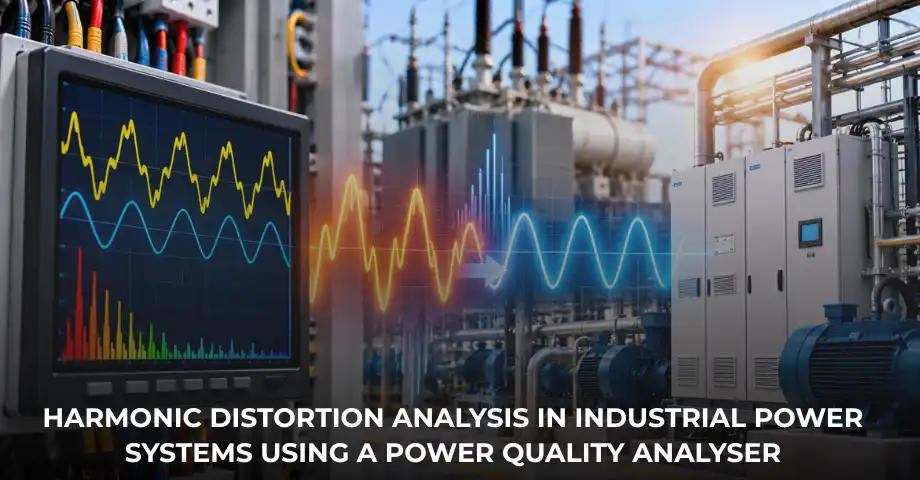 Harmonic distortion analysis in industrial power systems using a power quality analyser