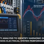 Total harmonic distortion measurement using a power quality analyser and harmonic waveform analysis